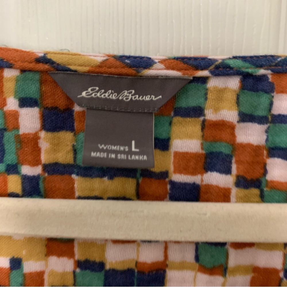 Eddie Bauer printed gauzy cotton top sz L - Picture 6 of 6